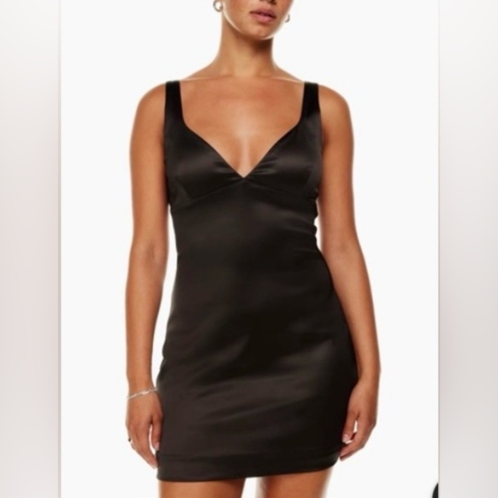 Ten by Babaton/Aritzia Lala Black Satin Mini Dress